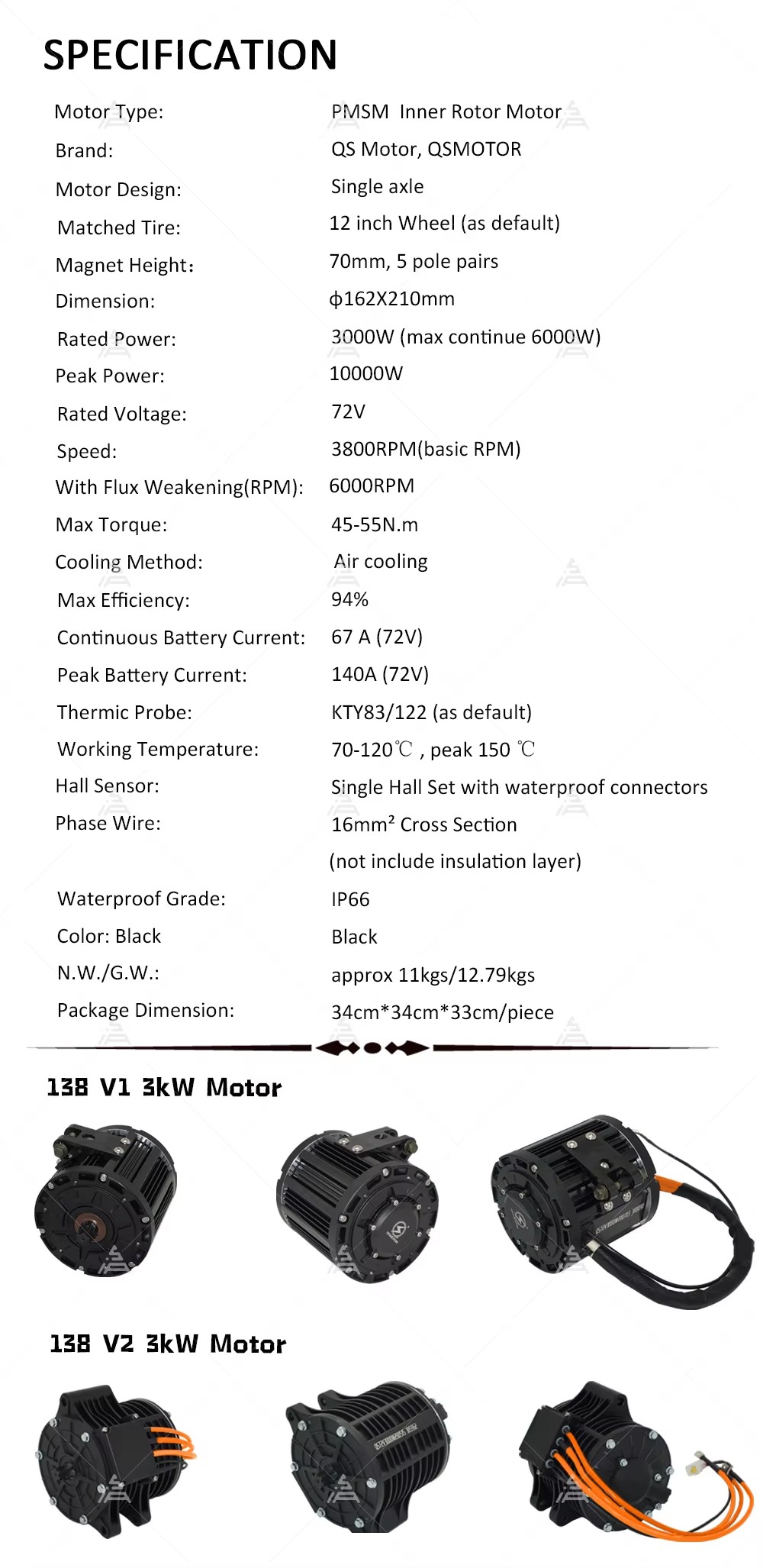 QS138 70H 3000W Kit motore di  - Mid Drive Motor Kit 72V 3000W recensione e prezzo