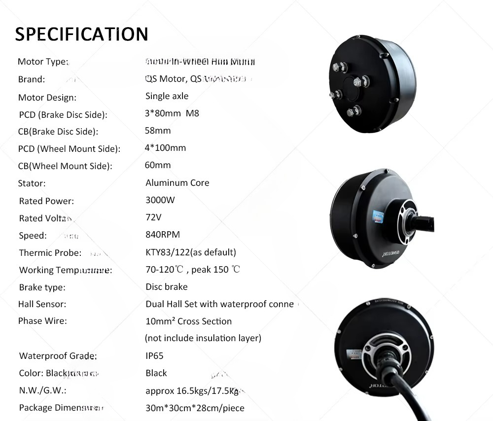 QSMOTOR 205 3000W V3 Brushless - Electric Motorcycle Conversion Kit 72V recensione e prezzo